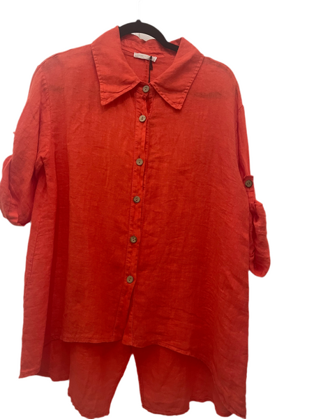 Linen Button Down Blouse -women