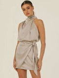 High Collar Sleeveless Dress