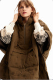 Embroidered quilted poncho