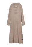 Wide Collar Knit Long Sleeve Dress