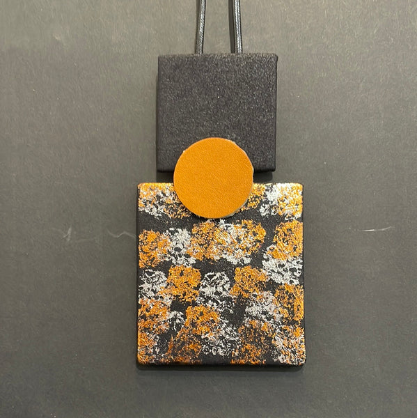 Double Square Vegan Leather Pendant