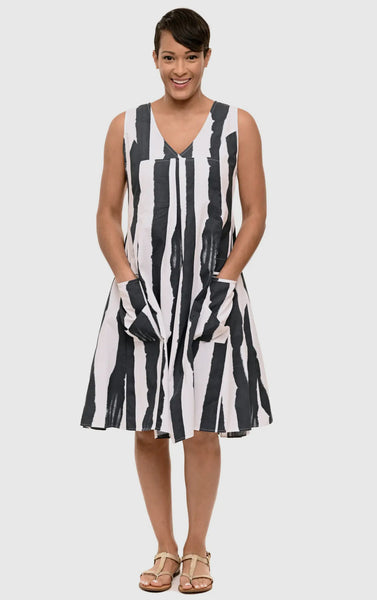 Poppie Dress in Navy Stripes