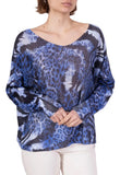 Bat Sleeve Animal Print Large Knit T-Shirt