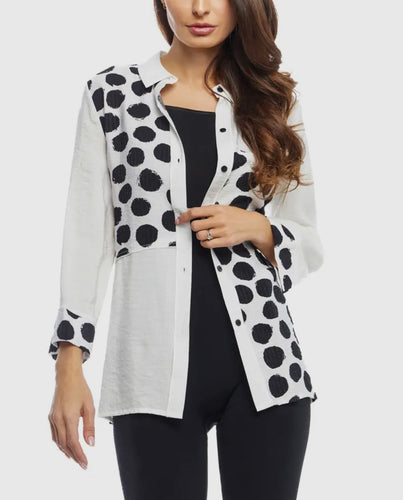 Black and White Button Down Blouse