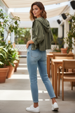 Jacket with light hood Cropped Buttoned