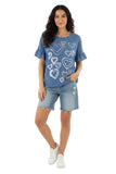 Heart Eyelet Top Blue Jeans