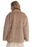 Pressed Print Faux Fur Jacket