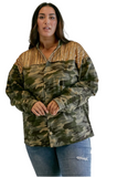 Plus Camo Sequined Long Sleeve Jacket Oversized