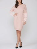 Sweater Knitted Dress with Faux Fur