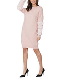 Sweater Knitted Dress with Faux Fur