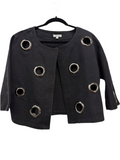 Grommets Black Denim Jacket