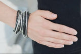 Beaded wrap bracelet in silver