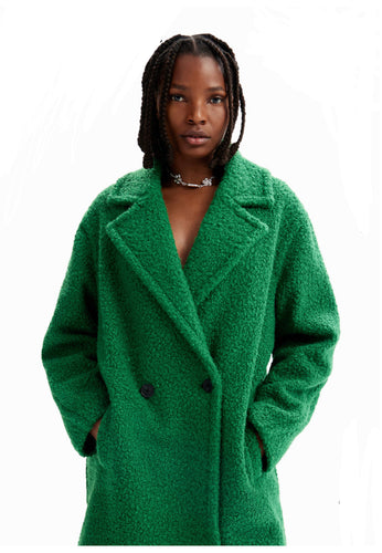 Double-breasted bouclé coat of