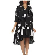 Drop Shoulder Tiered 3/5 Sleeve Dress