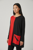 Faith Red/Black Color Block Top