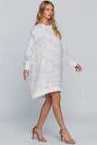 Feather Fringe Long Sleeve Mini Dress