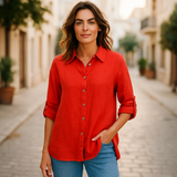 Linen Button Down Blouse -women