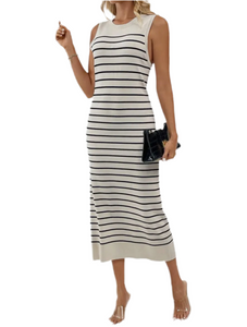 Striped Sleeveless Midi Dress