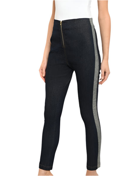 High waisted zipper closure skinny pants junior