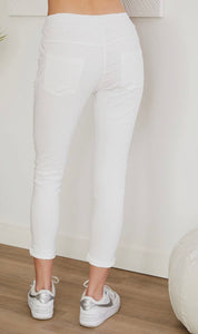 White Sequin Crinkle Jogger pants