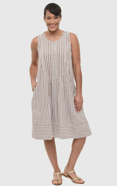 Boho Dress in Seersucker Stripes