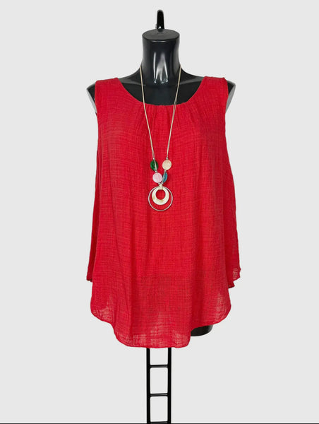 Cotton Top Solid Color w/Necklace