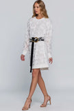Feather Fringe Long Sleeve Mini Dress