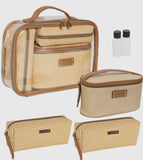 Straw Textured 4 piece Clear Travel Bag