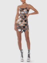 Load image into Gallery viewer, Heart Foil Silver Chain Mini Dress