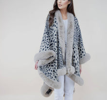 Load image into Gallery viewer, Faux Fur Shawl Sheetah Wrap Cape Stole