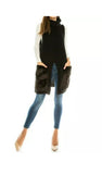 Turtle neck sleeveless sweater vest One Size Mocha