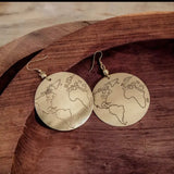 Gold map earrings