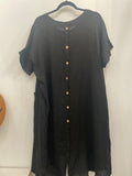 Back Buttons Down Linen Dress