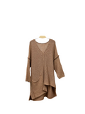 V-Neck Asymmetric Wide Knit Sweater