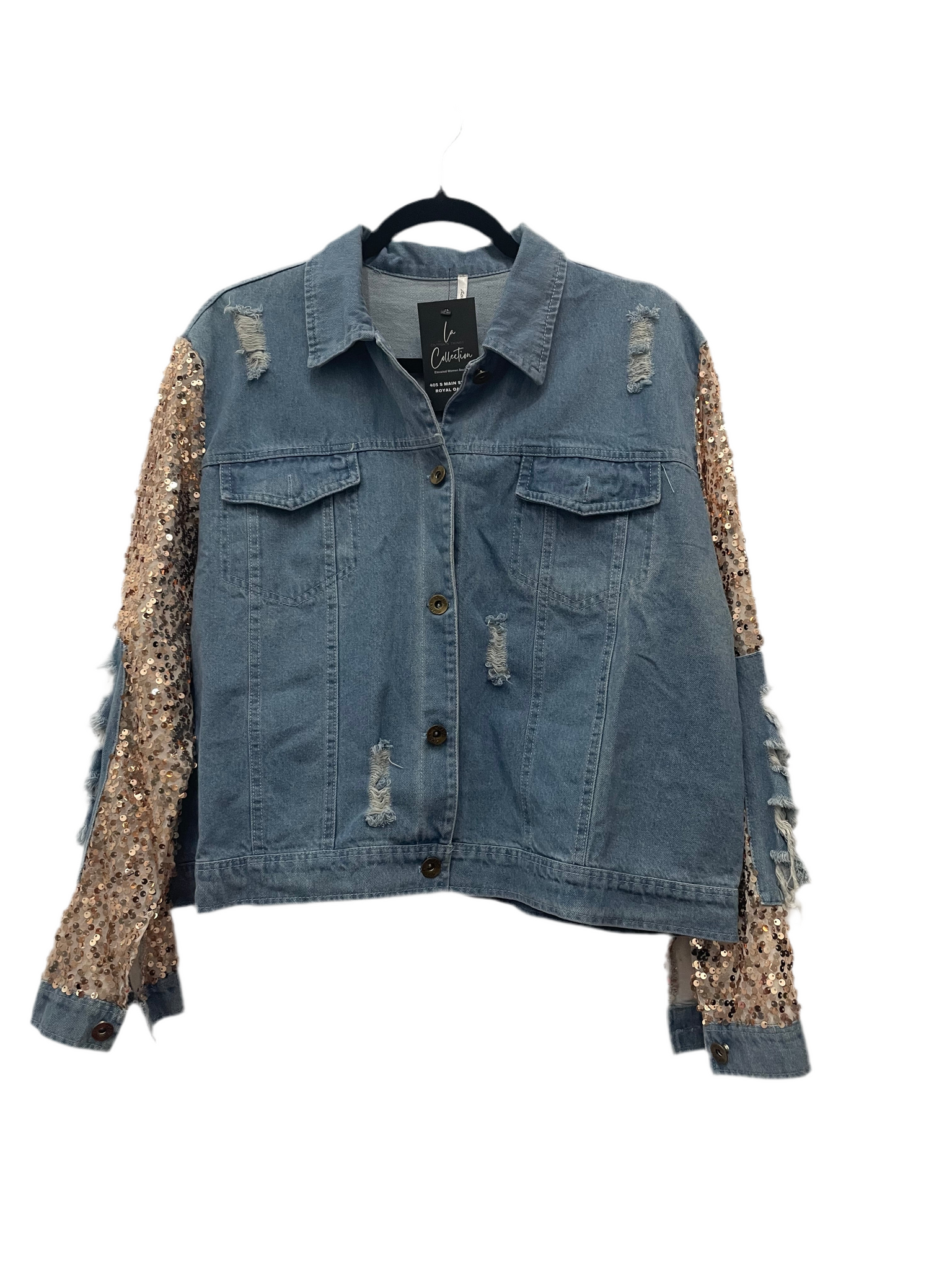 Sequin Sleeves Denim Jacket