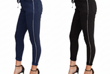 Rhinestone Side Stripe Crinkle Jogger