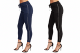 Rhinestone Side Stripe Crinkle Jogger