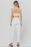 High Rise White Distressed Mom Jeans