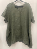 Olive Linen Top with pockets