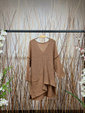 V-Neck Asymmetric Wide Knit Sweater