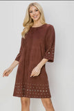 Suede Dress with Grommet Studs