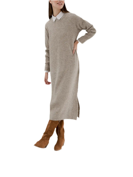 Ribbed Long Sleeve Midi Dress