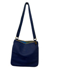 Blue Genuine Leather Crossbody