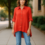 Linen Button Down Blouse -women