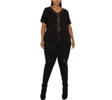 Sequin Inset Short Sleeve Curve