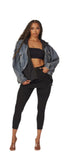 Denim Jacket with Front Zip/ Hood
