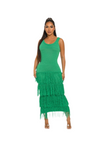 Solid Sleeveless Dress w/ Fringes