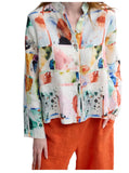 AVELIA Painterly print linen shirt/jacket