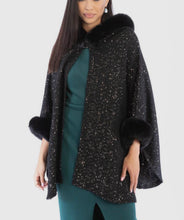 Load image into Gallery viewer, Hooded Faux Fur Poncho