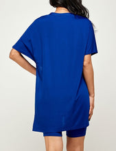 Load image into Gallery viewer, Blue Short sleeve top and shorts- women